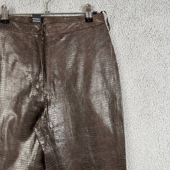 INC International Concepts Pants Women Size 6 Brown Flared 100% Leather Scales - Picture 4 of 12